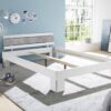 Futonbett Lyon weiß Beton Optik Liegefläche B/L: ca. 140x200 cm – Bild 5