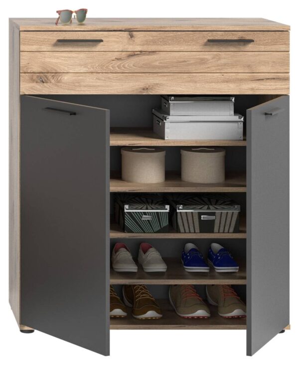 Schuhkommode Mason Nox Oak Nachbildung dunkelgrau B/H/T: ca. 90x104x37 cm – Bild 4