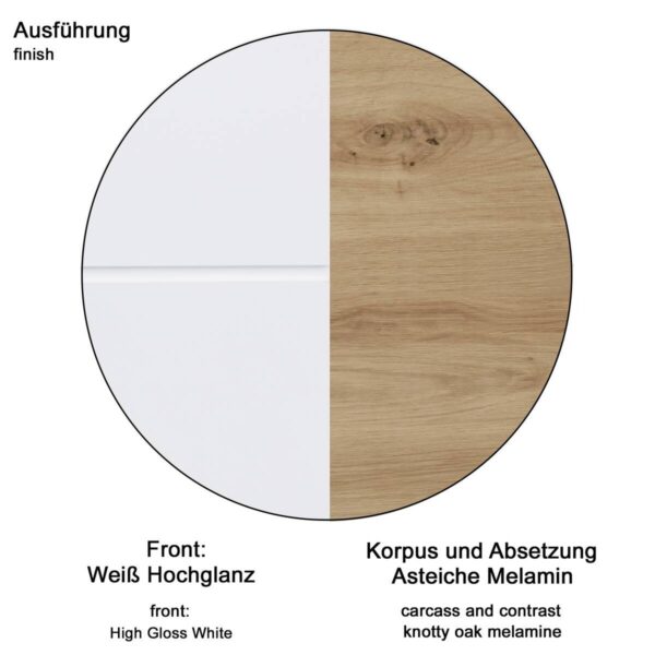 Stauraumelement Amanda weiß Hochglanz Asteiche Nachbildung B/H/T: ca. 37x77x23 cm – Bild 4