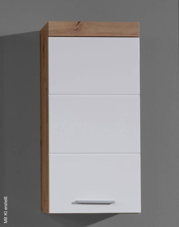 Stauraumelement Amanda weiß Hochglanz Asteiche Nachbildung B/H/T: ca. 37x77x23 cm – Bild 5