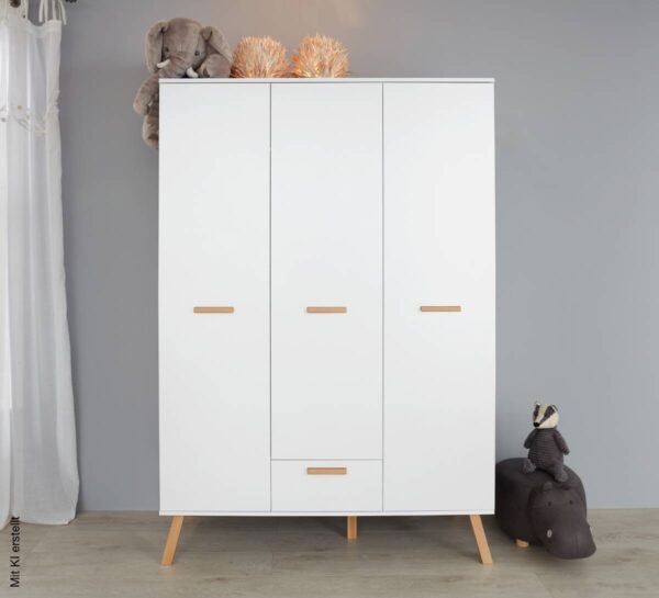 Kleiderschrank Mats weiß B/H/T: ca. 130x190x60 cm – Bild 3