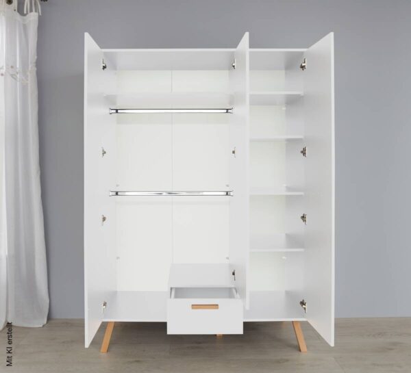 Kleiderschrank Mats weiß B/H/T: ca. 130x190x60 cm – Bild 4