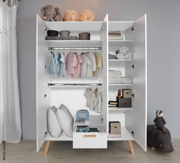 Kleiderschrank Mats weiß B/H/T: ca. 130x190x60 cm – Bild 5