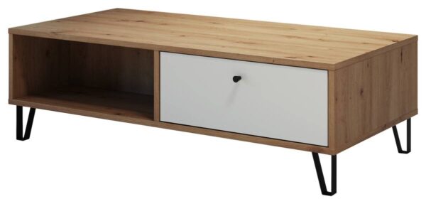 TV-Lowboard Touch Eiche Artisan Nachbildung weiß matt B/H/T: ca. 110x37x60 cm – Bild 3