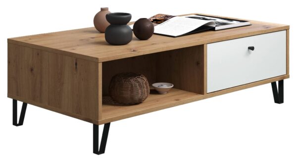 TV-Lowboard Touch Eiche Artisan Nachbildung weiß matt B/H/T: ca. 110x37x60 cm – Bild 4