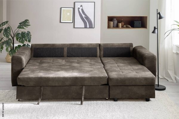 Ecksofa mit Bettfunktion und Bettkasten dunkelbraun B/H/T: ca. 245x85x155 cm – Bild 4