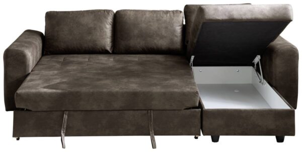 Ecksofa mit Bettfunktion und Bettkasten dunkelbraun B/H/T: ca. 245x85x155 cm – Bild 5