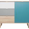 Kommode Cuba Eiche Sonoma Nachbildung weiß grau petrol B/H/T: ca. 103x87x40 cm – Bild 5