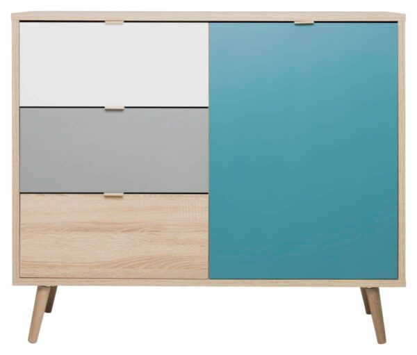 Kommode Cuba Eiche Sonoma Nachbildung weiß grau petrol B/H/T: ca. 103x87x40 cm – Bild 5
