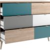 Kommode Cuba Eiche Sonoma Nachbildung weiß grau petrol B/H/T: ca. 120x87x40 cm – Bild 3