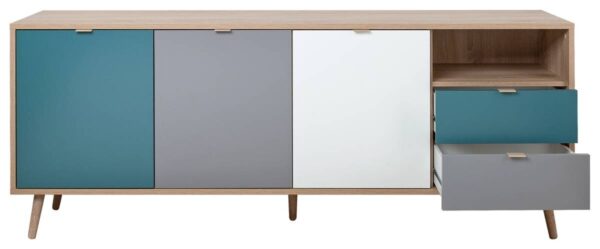 Sideboard Cuba Eiche Sonoma Nachbildung weiß grau petrol B/H/T: ca. 180x71x40 cm – Bild 2