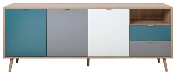 Sideboard Cuba Eiche Sonoma Nachbildung weiß grau petrol B/H/T: ca. 180x71x40 cm – Bild 4