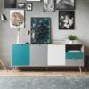 Sideboard Cuba Eiche Sonoma Nachbildung weiß grau petrol B/H/T: ca. 180x71x40 cm – Bild 5