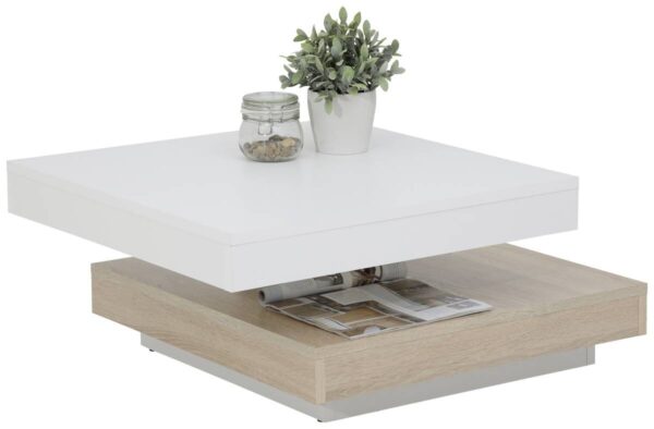 Hela Couchtisch ANDY weiß Eiche Sonoma Holzwerkstoff Holzwerkstoff B/H/T: ca. 67x35x67 cm – Bild 2