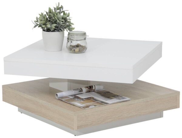 Hela Couchtisch ANDY weiß Eiche Sonoma Holzwerkstoff Holzwerkstoff B/H/T: ca. 67x35x67 cm – Bild 3