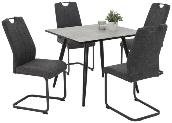 Stuhl 4er Set BRITTA anthrazit grau Microfaser Metall B/H/T: ca. 44x100x59 cm – Bild 3