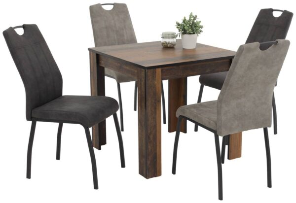 Stuhl 4er Set ELIF III anthrazit Vintage grau Microfaser Metall B/H/T: ca. 44x96x64 cm – Bild 3