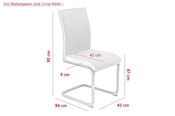 Stuhl 4er Set LINN anthrazit schwarz Webstoff Metall B/H/T: ca. 43x92x52 cm – Bild 3
