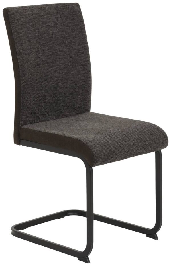 Stuhl 4er Set LINN braun schwarz Webstoff Metall B/H/T: ca. 43x92x52 cm – Bild 2