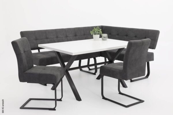 Eckbank LUISE LEB anthrazit Vintage Optik anthrazit B/H/T: ca. 202x92x152 cm – Bild 3