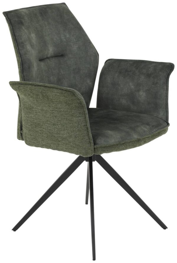 Armlehnstuhl 4er Set SUSANNE grün Vintage schwarz Webstoff Metall Microfaser B/H/T: ca. 65x92x64 cm – Bild 5