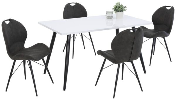 Esstisch ANIKA weiß Lack Hochglanz schwarz pulverbeschichtet Lack Hochglanz B/H/T: ca. 140x76x80 cm – Bild 4