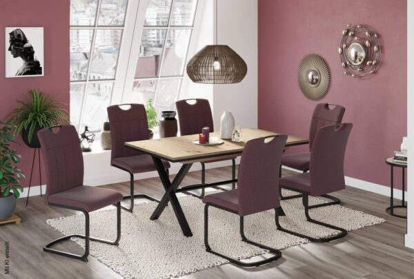 Esstisch KARINA Eiche Artisan Nachbildung schwarz pulverbeschichtet B/H/T: ca. 160x76x90 cm – Bild 3