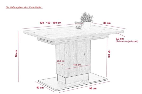 Esstisch LORENA Eiche Artisan Nachbildung braun B/H/T: ca. 120x76x80 cm – Bild 5