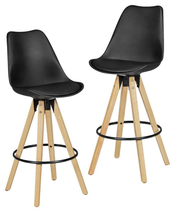 Barhocker 2er-Set schwarz Kunstleder B/H/T: ca. 44x113x39 cm – Bild 2