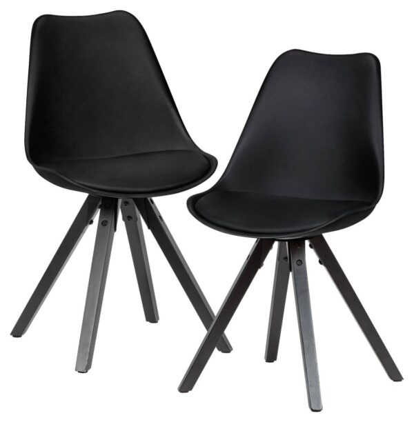 Stuhl 2er-Set schwarz schwarz schwarz Kunststoff Kunstleder Echtholz B/H/T: ca. 49x87x52 cm – Bild 3