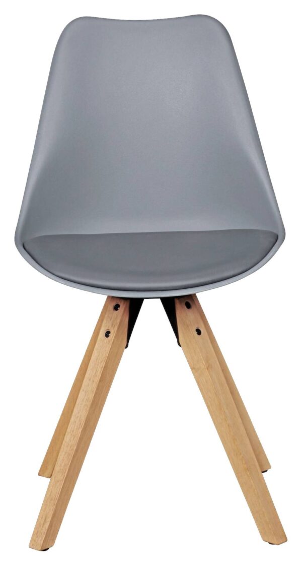 Stuhl 2er-Set grau grau natur Kunststoff Kunstleder Echtholz B/H/T: ca. 49x87x52 cm – Bild 2