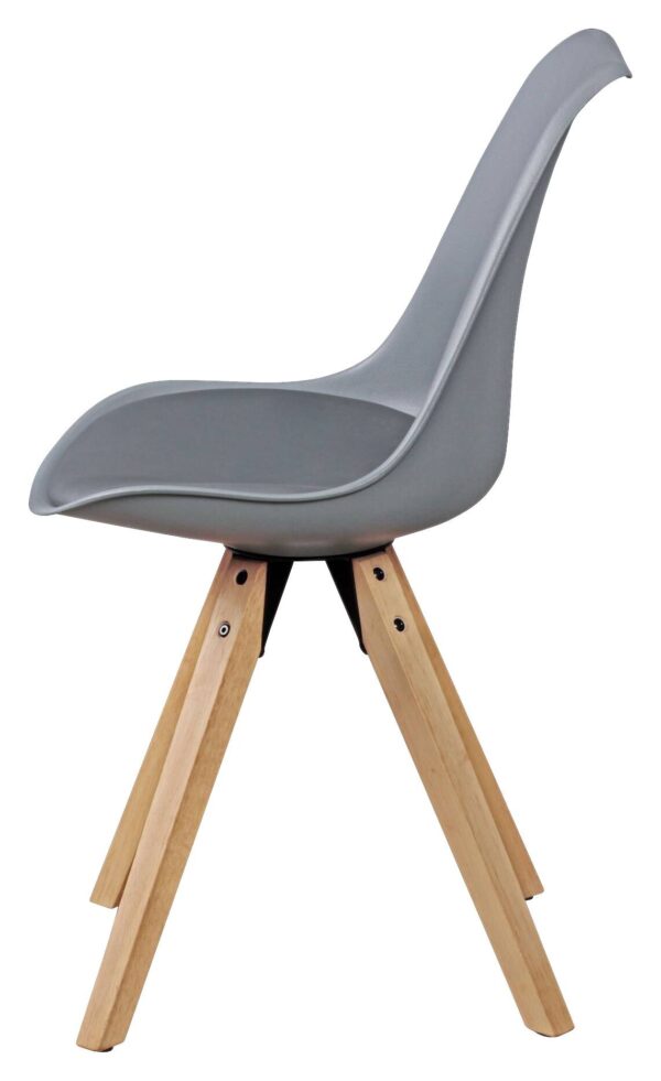 Stuhl 2er-Set grau grau natur Kunststoff Kunstleder Echtholz B/H/T: ca. 49x87x52 cm – Bild 3