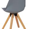 Stuhl 2er-Set grau grau natur Kunststoff Kunstleder Echtholz B/H/T: ca. 49x87x52 cm – Bild 4