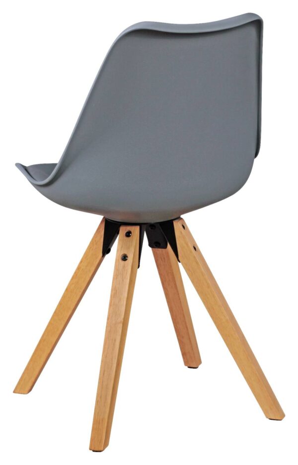 Stuhl 2er-Set grau grau natur Kunststoff Kunstleder Echtholz B/H/T: ca. 49x87x52 cm – Bild 4