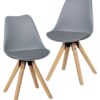 Stuhl 2er-Set grau grau natur Kunststoff Kunstleder Echtholz B/H/T: ca. 49x87x52 cm – Bild 5