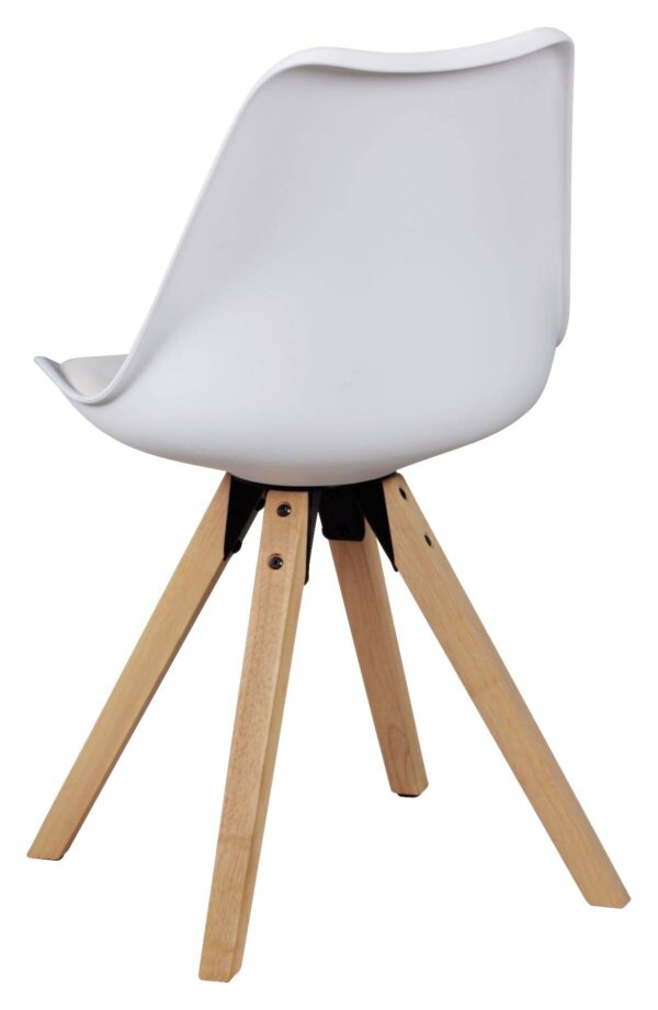 Stuhl 2er-Set weiß natur Kunststoff Echtholz Kunstleder B/H/T: ca. 52x87x49 cm – Bild 3