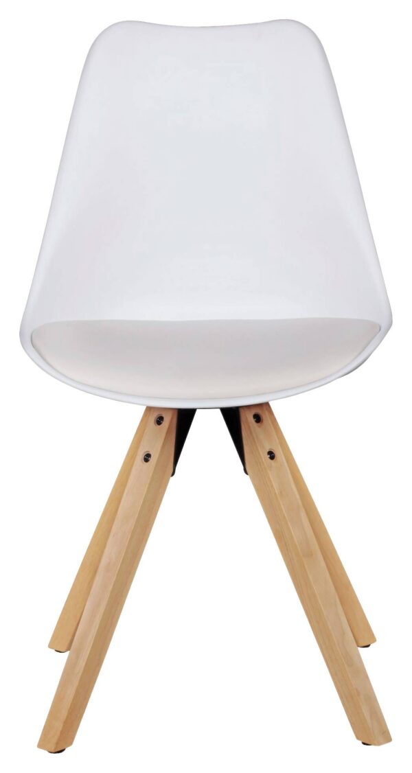 Stuhl 2er-Set weiß natur Kunststoff Echtholz Kunstleder B/H/T: ca. 52x87x49 cm – Bild 4