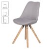 Stuhl 2er-Set hellgrau natur Stoff Echtholz B/H/T: ca. 49x87x52 cm – Bild 2