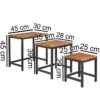 Beistelltisch 3er-Set natur schwarz pulverbeschichtet Echtholz Metall – Bild 2
