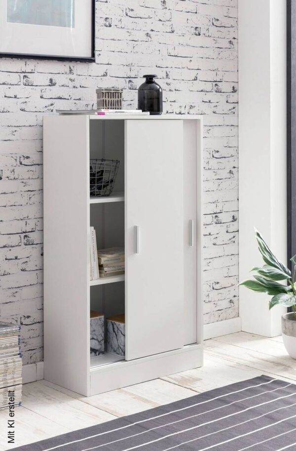 Aktenschrank weiß B/H/T: ca. 60x107,5x28,5 cm – Bild 5