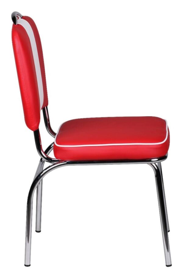 Stuhl rot weiß Kunstleder B/H/T: ca. 47x90x45 cm – Bild 3