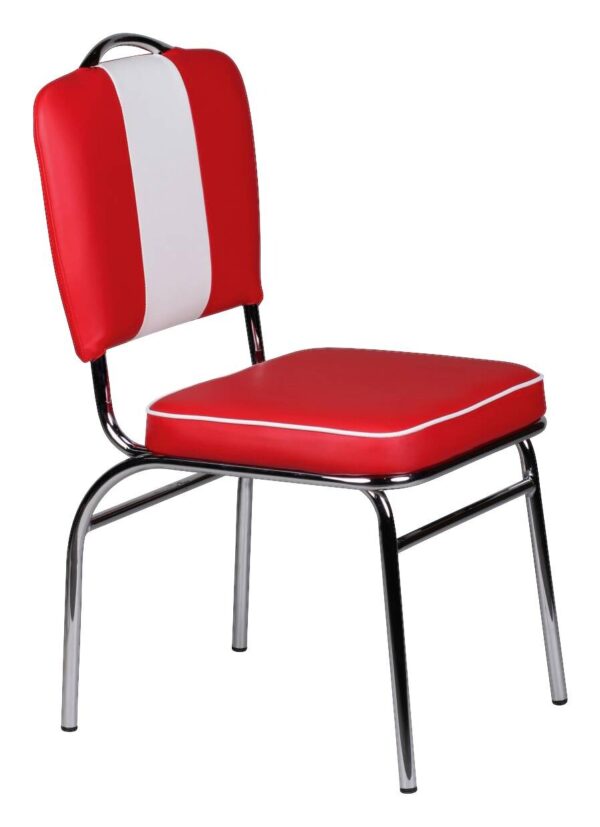 Stuhl rot weiß Kunstleder B/H/T: ca. 47x90x45 cm – Bild 4