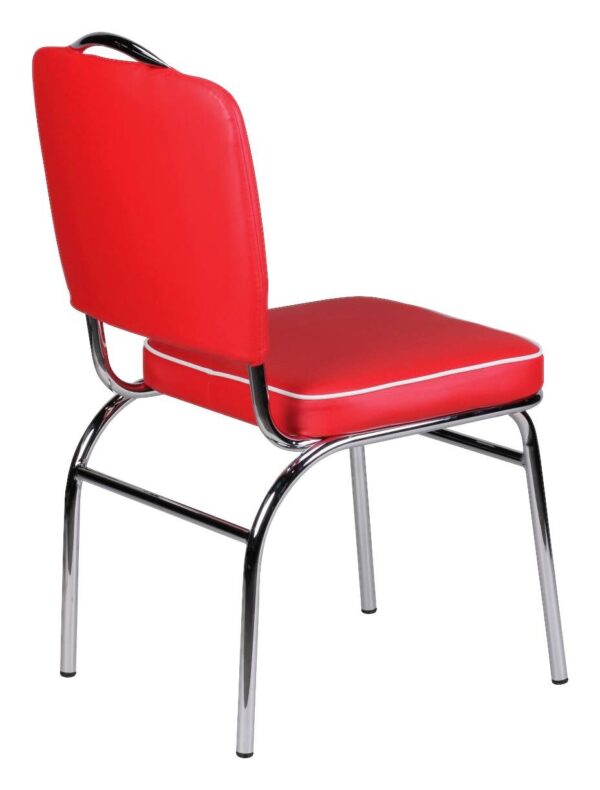 Stuhl rot weiß Kunstleder B/H/T: ca. 47x90x45 cm – Bild 5