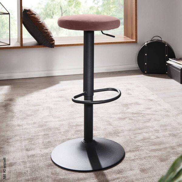 Barhocker rosa Stoff B/H/T: ca. 40x58x40 cm – Bild 5