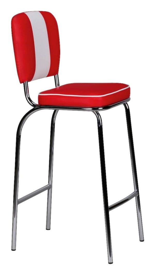 Barhocker rot weiß Kunstleder Stoff B/H/T: ca. 40x110x38 cm – Bild 3