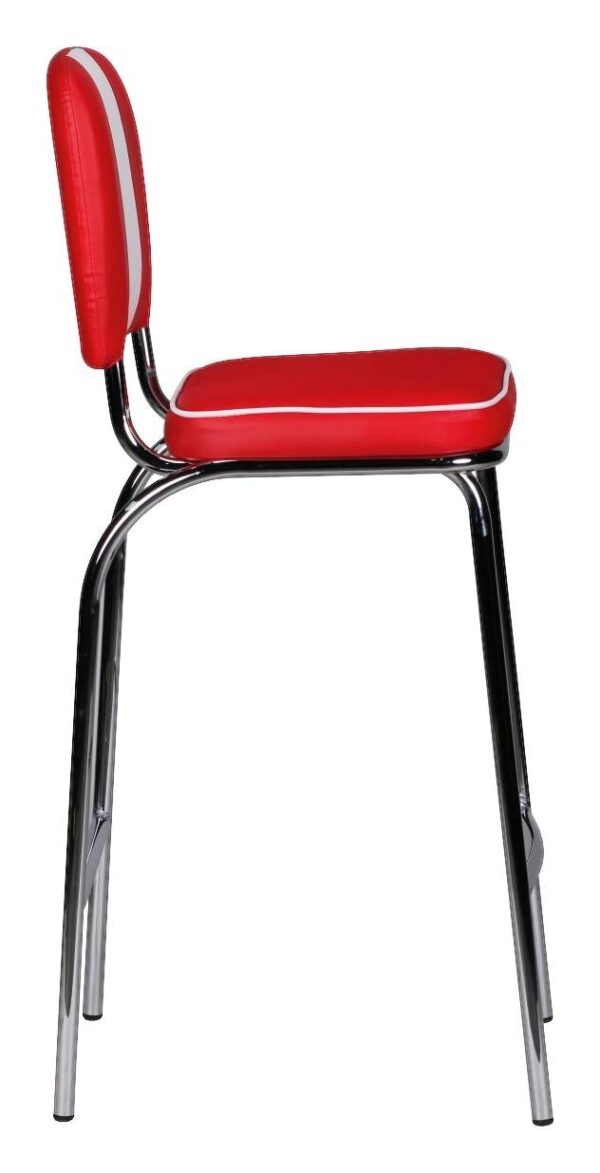 Barhocker rot weiß Kunstleder Stoff B/H/T: ca. 40x110x38 cm – Bild 4