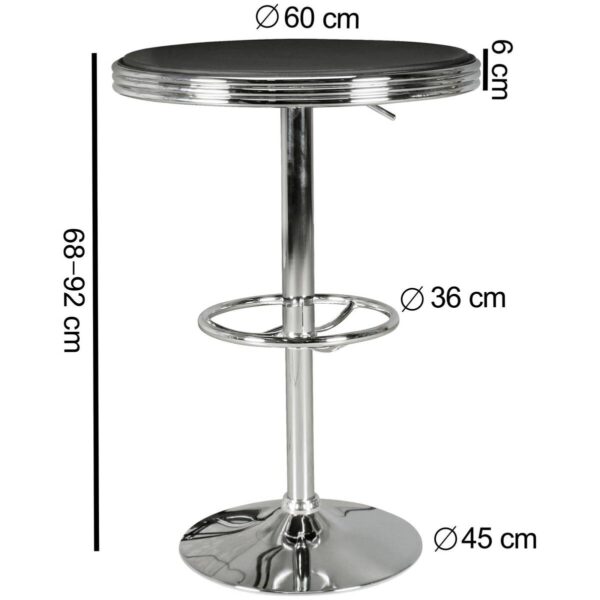 Bartisch schwarz matt silber glänzend Kunstleder B/H/T: ca. 60x68x60 cm – Bild 3