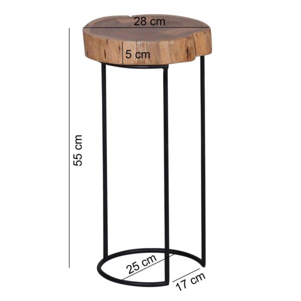 Beistelltisch natur schwarz Akazie Metall B/H/T: ca. 28x55x28 cm – Bild 4