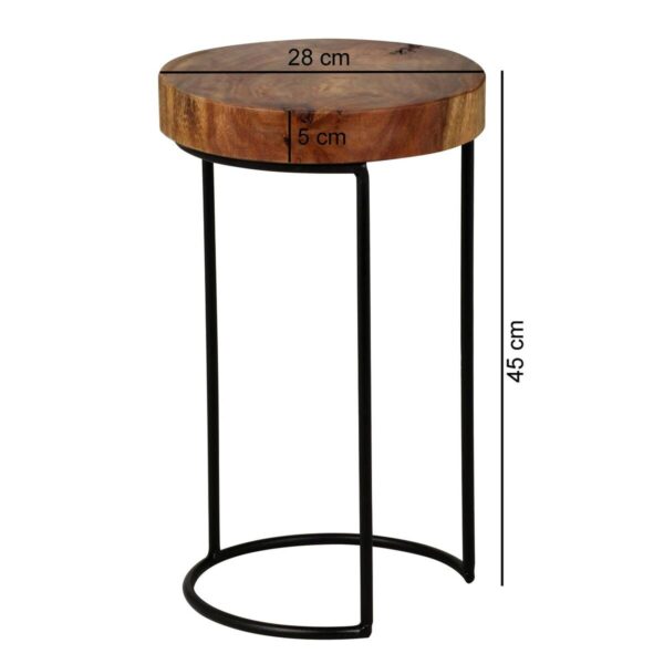 Beistelltisch natur schwarz Echtholz Metall B/H/T: ca. 28x45x28 cm – Bild 3