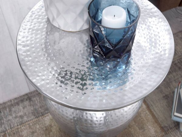 Beistelltisch silber lackiert Aluminium B/H/T/D: ca. 36,5x46x36,5x36,5 cm – Bild 2